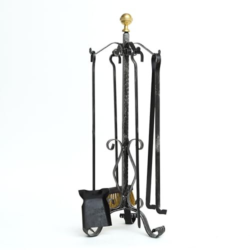 SET DA CAMINO IN FERRO BATTUTO PESANTE molto robusto