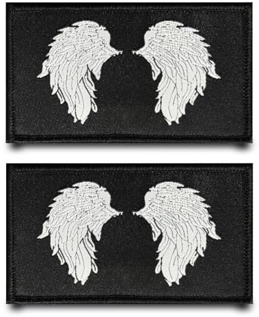 2 Stück Engelsflügel Engel Lustiger Flagge Patch Stickerei Militär Abzeichen mit Nylon Taktisch Aufnäher Applikation für Kleidung Hut Rucksäcke Jacke Taschen Weste Hundegeschirr Jeans