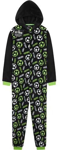 Get Trend Fleece Onesie for Boys Teens, Hooded Loungewear Warm Pyjamas, Football or Gaming Cosy Jumpsuit Nightwear, Gifts for Boys