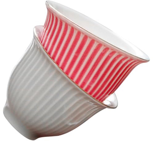 ABOOFAN Service À Thé Chinois 2 Pièces Petites Tasses À Thé En Céramique Sans Anse Bol À Thé Kungfu Tasses À Thé En Porcelaine À Rayures