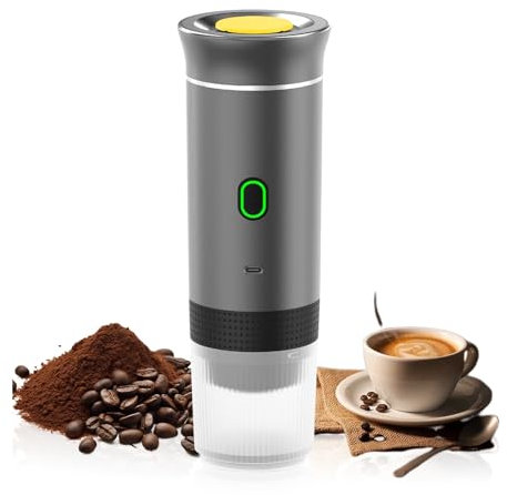 RUICUBEI 3-in-1 Portable Electric Espresso Coffee Machine,Mini portable coffee maker,Wireless Self Heating Capsules Pods Espresso Coffee Machine for Car Home Office Camping Travel Maker (Grey)