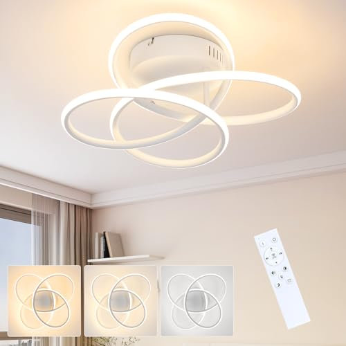 ZMH LED Deckenlampe Deckenleuchte Flur - Flurlampe Modern Design Weiß Dimmbar mit Fernbedienung in Schmetterlingforming 41CM Metall 44W Deckenbeleuchtung für Küche Schlafzimmer Wohnzimmer Büro