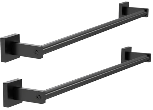 MKO Towel Bar for Bathroom, 24 2 Pack Wall Mounted Towel Rack, Black