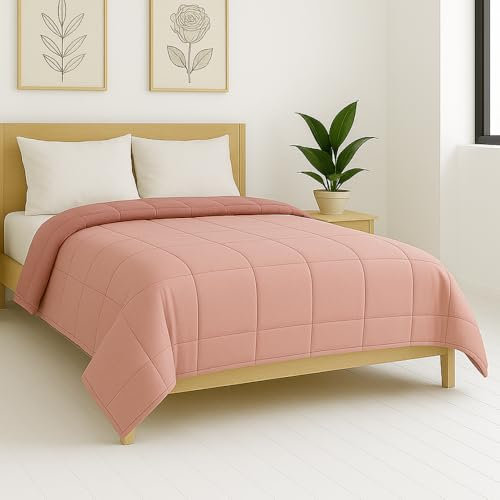 Generico FORTE - Copriletto Singolo Bicolore Ideale per la Mezza Stagione (Pesantezza: 100gr/m²) Trapuntino Singolo 180x270cm Realizzato in Italia, Colorazioni Moderne (Cipria/Rosa)