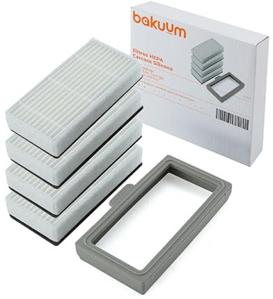 BAKUUM 4 filtri + 1 custodia in silicone per Conga 999 ORIGIN .Conga 999 MAP. Confezione filtri. Pack ricambi e accessori di consumo per robot aspirapolvere