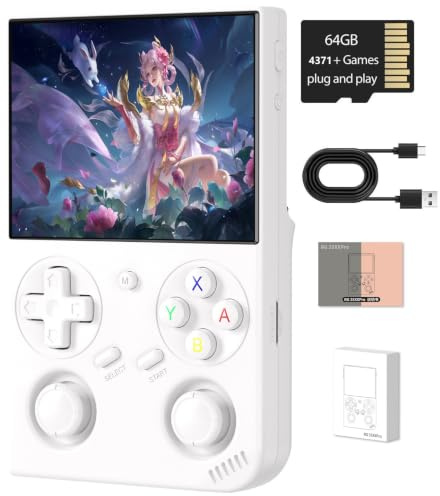 RG35XX Pro Retro Console di gioco portatile, RG 35XXPro Supporto HDMI TV Output 5G WiFi Bluetooth 4.2, schermo IPS da 3,5 pollici, sistema Linux integrato 64G TF Card 4353 giochi (bianco)