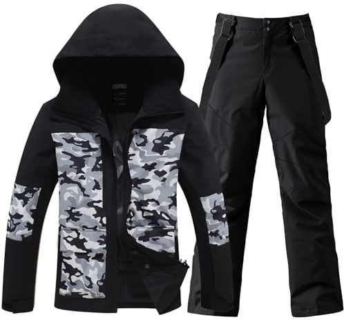 YEEFINE Men's Ski Suit 2 Piece Insulated Snowboard Snow Jacket Pants Set SnowsuitsSports