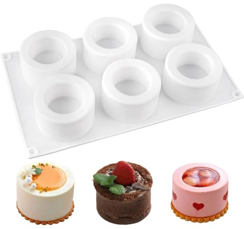 6 Kavitäten Silikonform Pudding, 29 x17cm Antihaft Silikonform Zylinder | 3D Kuchenform Mousse, Flexible, Wiederverwendbar, für Schokolade, Kuchen, Gelee, Pudding, Handgefertigte Seife