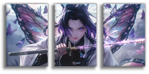 3 Stück Anime Demon Leinwand Poster Shinobu Kocho Wand Kunst Ästhetische Slayer Dekor Für Zuhause Wohnzimmer Schlafzimmer Schlafsaal Ungerahmt 16x24inch(40x60cm)