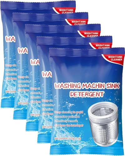 Powerful Stain Remover Washer Tank Cleaner, Powder Washing Machine Cleaner, Heavy Duty Stubborn StainCleaner, Household Descaler For Drum, Tub & All Internal Parts (5, one size)