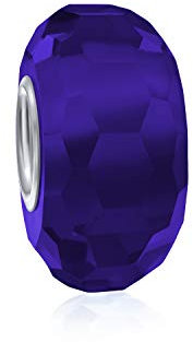 Bling Jewelry Sólido Translúcido Azul Real Facetado De Cristal De Murano .925 Plata Esterlina Núcleo Espaciador De Cuentas Se Ajusta Pulsera Europea Con Dijes Para Mujer Adolescente