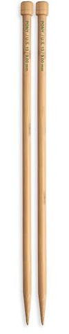 Pony Single Ended Bamboo Knitting Pins, Multi-Colour, 9mm