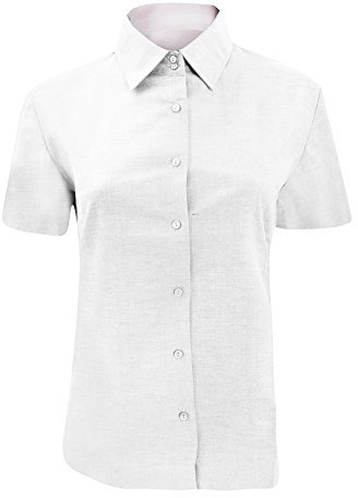 Russell Collection Ladies/Womens Short Sleeve Easy Care Oxford Shirt (L) (White)