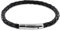 Auroris Echtleder-Armband geflochten 5mm mit Hebeldruckverschluss aus Edelstahl - Länge: 18cm / Farbe: schwarz