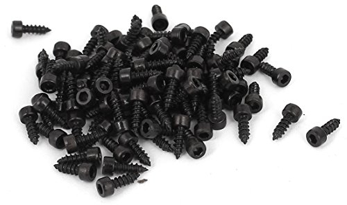 sourcing map 2 mm x 6 mm en acier au carbone à tête hexagonale autotaraudeuses Vis Noir 100 pcs