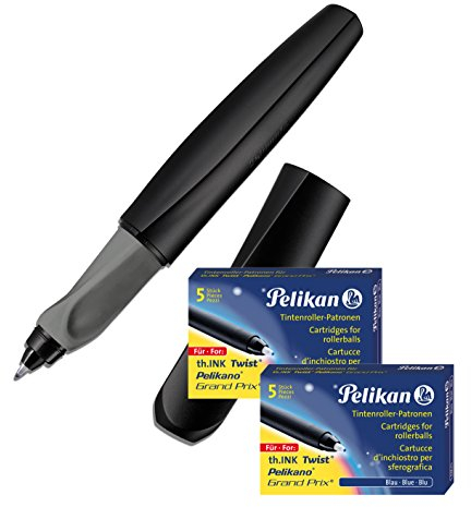 Pelikan Twist (Tintenroller + Patronen, Schwarz)