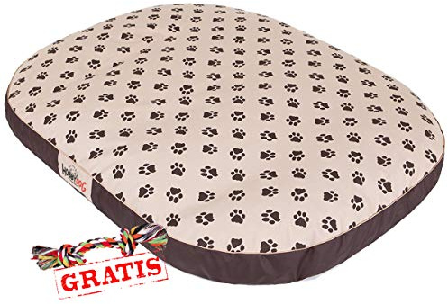 HobbyDog OVAL MOWBEZ7 + Spieltau gratis Hundebett Ruheplatz Hundematratze Hundekissen Hundematte Schlafplatz (4 Verschiedene Größen) (L (87 x 68 cm))