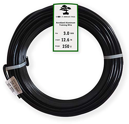 Grow A Bonsai Tree Anodizado de Aluminio de 3,0 mm de Formación Bonsai Alambre 250G Gran Rollo (40 pies) - (3,0 mm) 3.0mm Negro