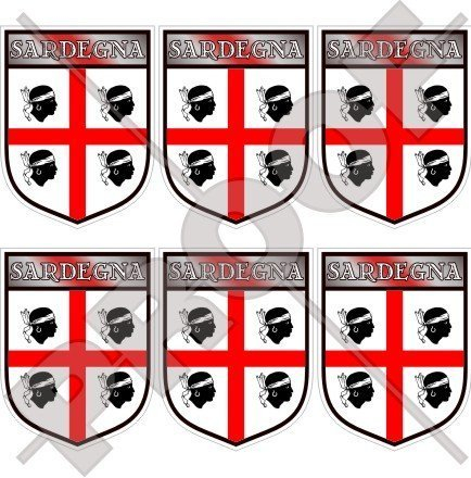 SARDINIEN Sardinischer Schild ITALIEN Sardinien Italienisch 40mm Mobile, Handy Vinyl Mini Aufkleber, x6 Stickers