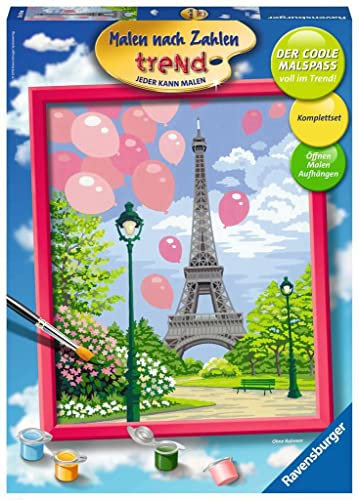Ravensburger Peinture par numéros 28912 - Printemps à Paris - Résultat de Peinture Parfait grâce à des Accessoires d'artiste de qualité supérieure, sans Cadre