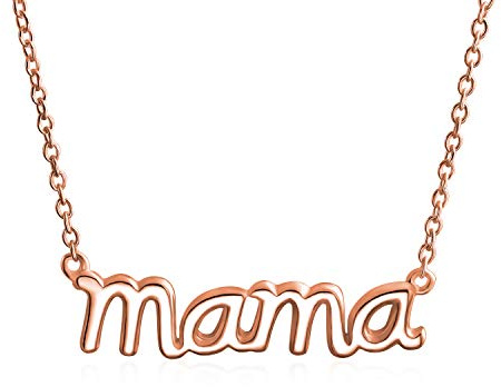 Bling Jewelry Ciondolo Personalizzato Della Stazione Di Conversazione Placcato Nome Mama Collana Di Parola Per La Madre Per Le Donne Placcato Oro Rosa Lucido .925 Sterling Silver