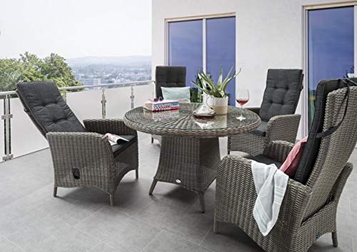 Destiny Sitzgruppe Palma Luna 4X Hochlehner + Tisch Ø120x75cm, Vintage grau