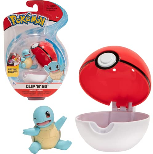 Pokémon Pokemon Clip and Go Pokeball & Pokemon Figur Squirtle Schiggy – 5 cm Figuren - Neue 2023 - Offiziell Lizenziert Pokemon Spielzeug