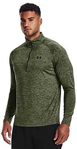 Under Armour Men's Ua Tech 2.0 1/2 Zip Versatile Warm Up Top for Men, Light and Breathable Zip Up Top for Working Out, Marine Od Green / / Black (390), S