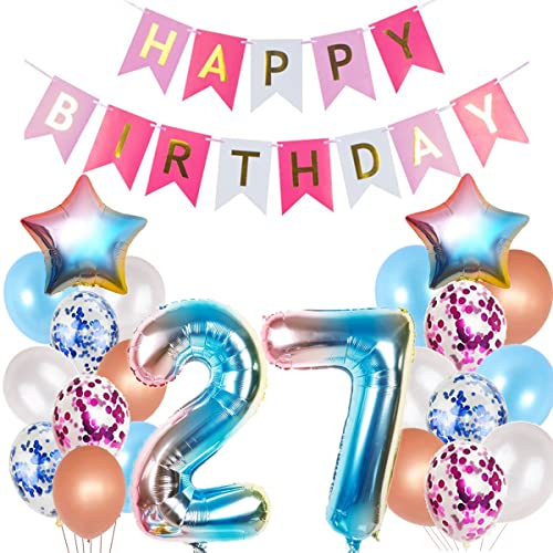 Luftballons 27. Geburtstag Dekoration Rosa - Ballons für Frauen, Geburtstagsdeko 27 Jahre