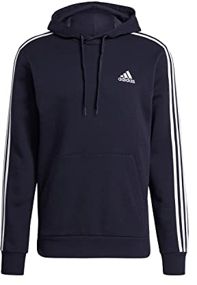 adidas Herren Essentials Fleece 3-Stripes Hoodie, Legend Ink / White, XL