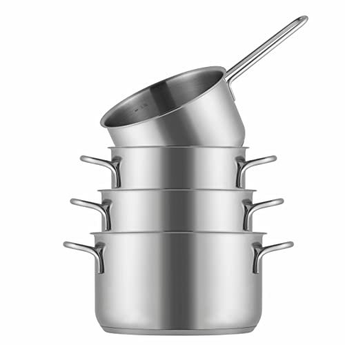 Sola Mirage Topfset Induktion - 4 Teilig, Kochtopf set mit Deckel - 18/10 Silberweißem Edelstahl - Kochgeschirr Set - Für alle Induktion Herdarten - Induktions-Pfannenset - Spülmaschinenfest