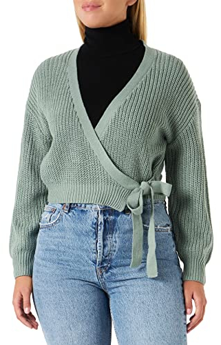 ONLY Damen Onlbreda Wrap L/S KNT Cardigan, Chinois Green, S EU