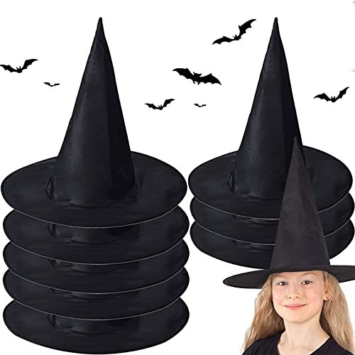 McNory 8 Pièces Chapeau de Sorcière Halloween,Halloween DéCoration,Sorcière Femme Décor Noire Suspendu Chapeau,accessoires de cosplay,pour Exterieure Jardin Arbre Halloween Déguisements Accessoires
