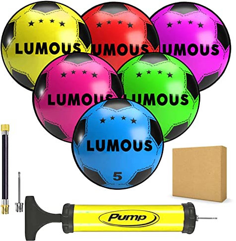 lumous rola 6PCS Plastic Football (Deflated) 8.5 PVC Ball Adjustable Inflatable Lightweight Ball for Indoor Outdoor Play Beach, Home, Birthday, School (6X Football)