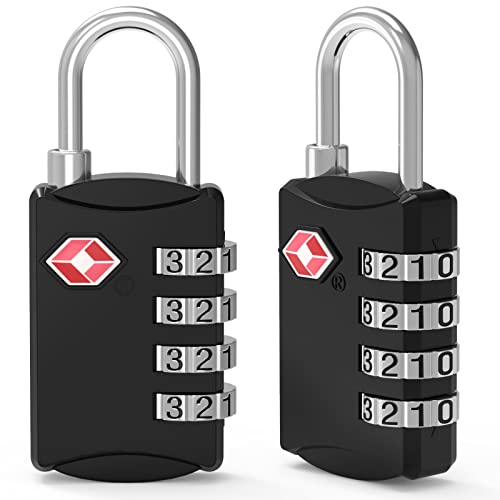 Diyife TSA Luggage Locks, [Nouvelle Version] Cadenas de Sécurité à 4 Chiffres, Cadenas à Bagages Cadenas à Combinaison, Verrouillage du Code pour Les vValises de Voyage (2 pièces Noir)