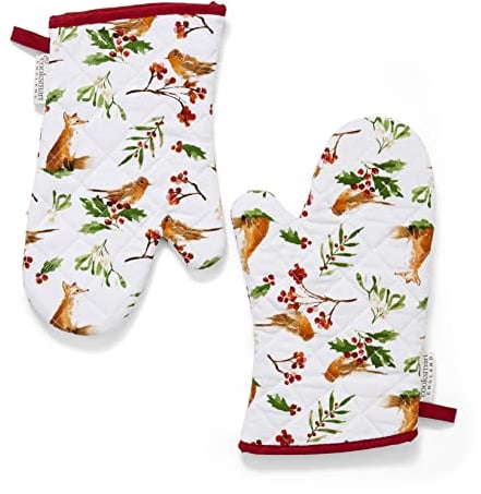 Cooksmart British Designed Christmas Gauntlet Oven Gloves | Festive oven Gloves For All Type of Kitchens | Oven Mitts For Men & Women - A Winters Tale