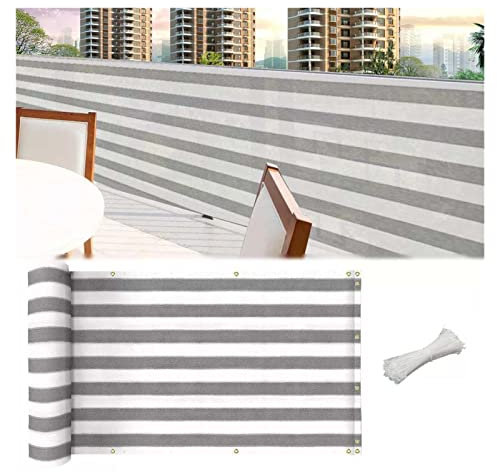 WYYZH Schattenstoff Sichtschutzzaun mit Kabelbinder Grau und Weiß UV-beständig Privatsphäre Garten für Patio Carports Überdachungen Garten (Color : A, Size : 1.2x3.8m)