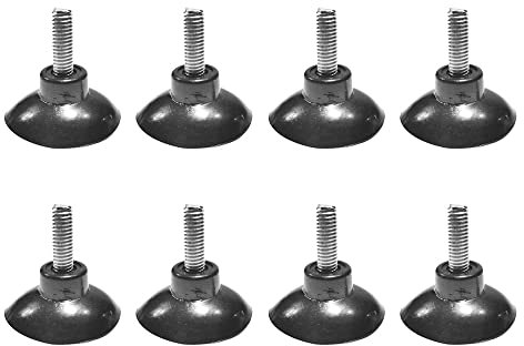 DANXQ Fuerte negro PVC M6 rosca alargada tornillo largo ventosa gancho con tuerca, diámetro 3,3 cm, longitud del tornillo 1,6 cm, 8 unidades