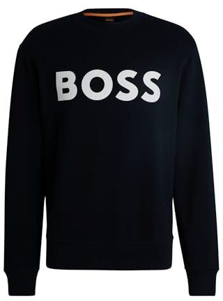 BOSS Hommes WeBasicCrew Sweat Relaxed Fit en Molleton de Coton avec Logo imprimé en Gomme