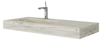 Kiamami Valentina Evier hpl asymétrique avec lavabo à Gauche 100cm chêne glacé