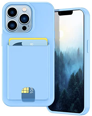 Petocase for iPhone 13 Pro Wallet Case,Card Holder Slot Ultra Bling Slim Thin Clear Flexible TPU Gel Rubber Soft Skin Silicone Protective Phone Case Cover for Apple iPhone 13 Pro Light Blue