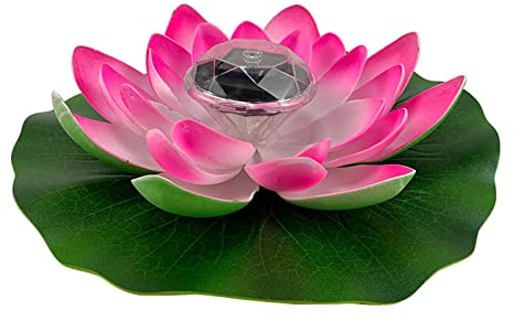 Yeehliny Lotusblüten-Licht, künstliche schwimmende Lotusblumen, Solar-Licht, Solar Lotusblüte, Pool-Licht, Schwimmender Künstlicher Lotus Laterne, Solarleuchte, Teich Dekoration (1PC-Pink)