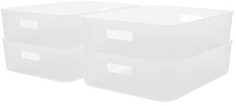 Cetomo 8L*7 Aufbewahrungskorb,Aufbewahrungsboxen aus Kunststoff, Mehrere Farben zur Schrank Organizer für Küche, Schrank, Büro, Bad, Spielzeug, Klar