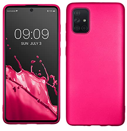 kwmobile Case kompatibel mit Samsung Galaxy A71 Hülle - Schutzhülle aus Silikon metallisch schimmernd - Handyhülle Metallic Pink