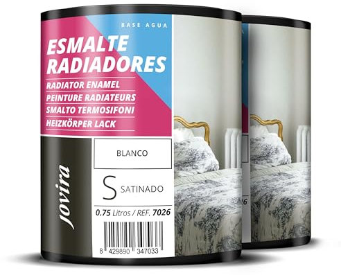 JOVIRA PINTURAS Esmalte Radiadores al Agua. Decora y protege toda clase de radiadores por agua y tuberías de calefacción (2x750 Mililitros, Blanco) F-80-2