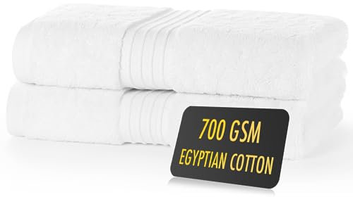 ALSAP Weiße Handtücher, 2 Stück, ultraweich, super saugfähig, 700 g/m², ägyptische Baumwolle, Badezimmer-Bettwäsche-Set, luxuriöse Hotelqualität, Baumwolle, Handtuch-Set, praktische Größe 50 x 85 cm