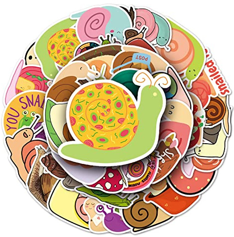 Affoto Schnecken Aufkleber für Laptop(50 PCS),Geschenk für Kinder Jugendliche Erwachsene Jungen,Snail Stickers Wasserdicht Vinyl Aufkleber für Scrapbook,Skateboard,Auto,Gepäck