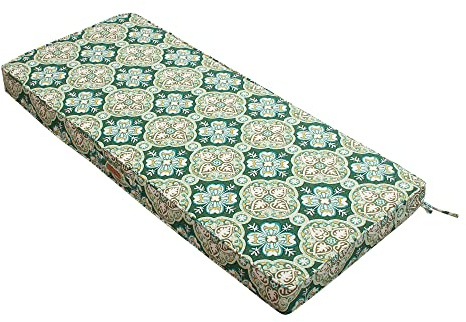 FUNHOME Outdoor Bench Cushion 42 x 18 Inch,Water-Repellent Patio Furniture Swing Cushion,Patio Loveseat Cushion with Handle and Straps, Garden Sofa Settee Couch Swing Pads 1 Pack, Green Medal