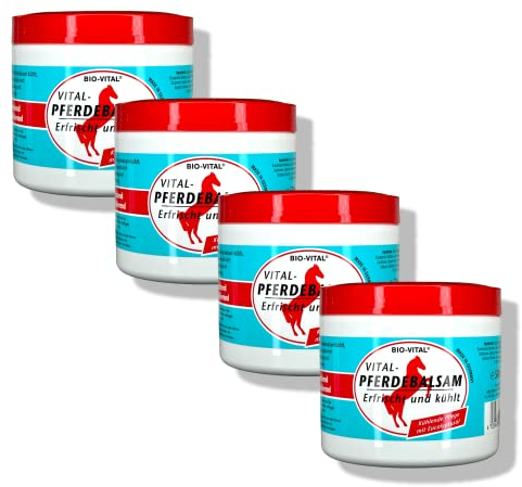 Original Pferdebalsam Erfrischt und kühlt, mit Eucalyptusöl, Pferdegel, Vital-Pferdebalsam erfrischt, entspannt und kühlt, Belebendes vitalisierendes kühledes Massage-Gel 2000 ml (4er Pack)
