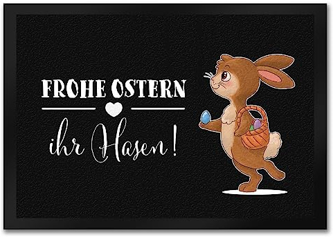speecheese Frohe Ostern Ihr Hasen Fußmatte in 35x50 cm mit süßem Osterhase als Dekoration für den Türeingang und als Nette Begrüßung zur Osterzeit mit Hase und Ostereiern